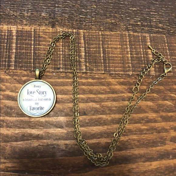 Love Story Quote Cabachon Necklace - Picture 4 of 4